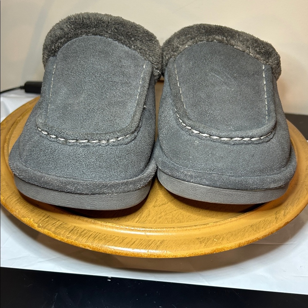 Nuknuuk Men's Leather Slipper Grey Sheepskin Insole Size 9 comfy cozy - Picture 6 of 9